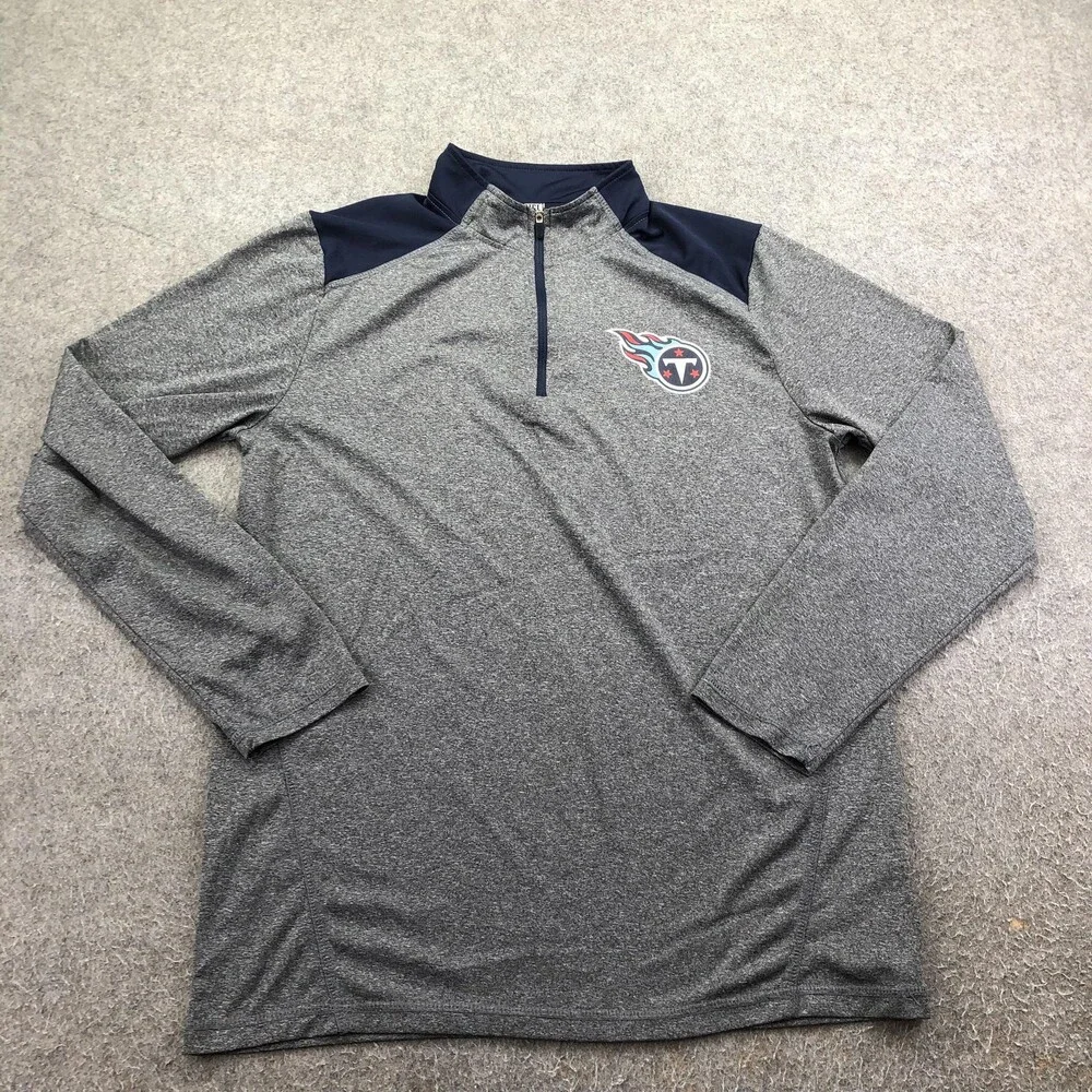 Tennessee Titans Shirt Mens Medium Gray Football NFL Team Apparel Quarter Zip